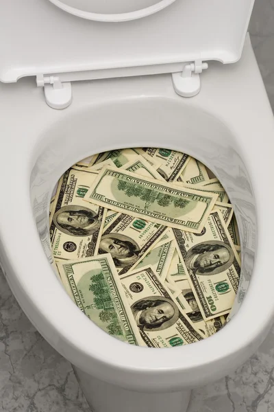 Toilet, dollars, one — Stock Photo, Image
