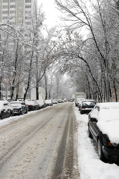 Sokak, snowfalli, bir — Stok fotoğraf