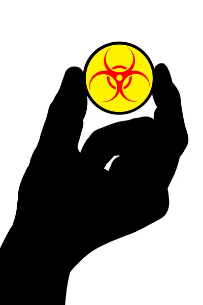 Hand met biohazard symbool — Stockfoto