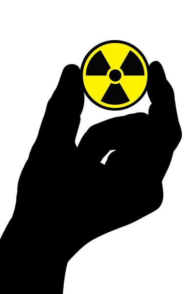 Hand with radiation sign — Stock Photo, Image