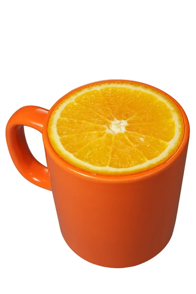 Pomarańczowy kubek i pomarańczowy — Zdjęcie stockowe