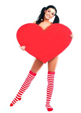 Girl with a heart clipart