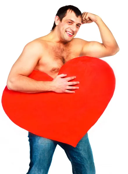 Человек с сердцем — стоковое фото