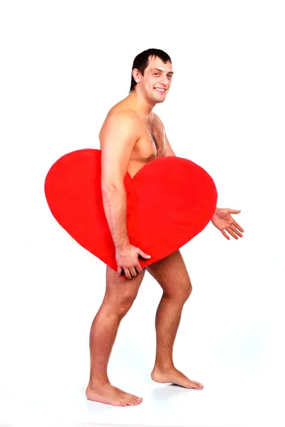 Pohledný muž se srdcem — Stock fotografie