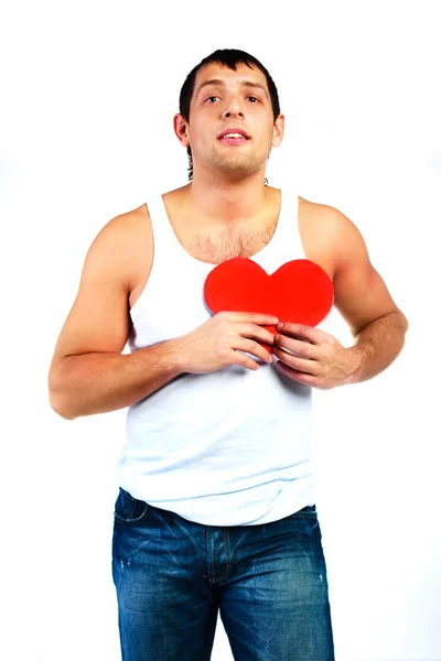 Kalbi olan genç adam — Stok fotoğraf