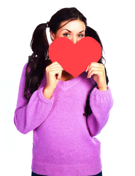 Mädchen mit einer Valentinskarte — Stockfoto