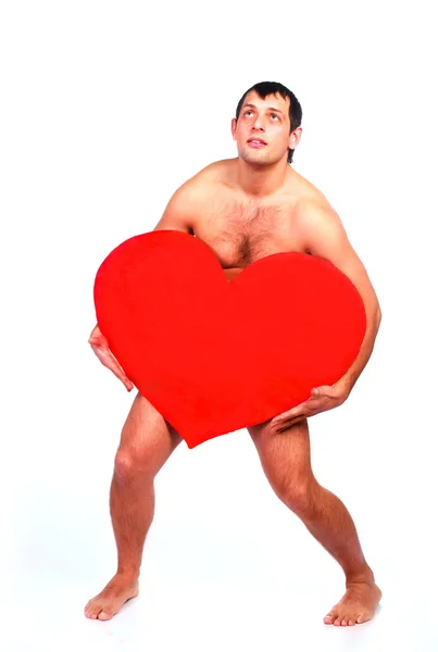 Homem com um coração — Fotografia de Stock