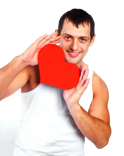 Człowiek z sercem — Zdjęcie stockowe