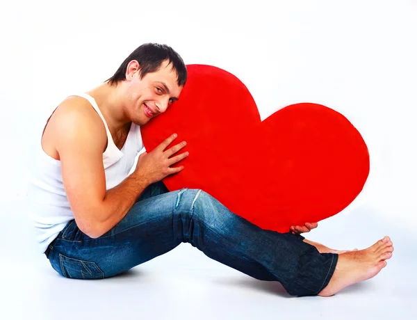 Muž se srdcem — Stock fotografie