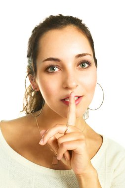 Pretty girl telling a secret clipart