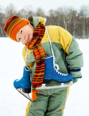 Boy going ice skating clipart