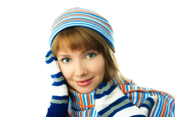 Κοπέλα φορώντας ένα κασκόλ — Φωτογραφία Αρχείου