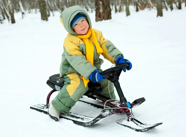 Boy with a sledge — Stock Photo, Image