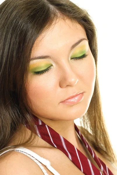 Pěkná dívka s barevný make-up — Stock fotografie