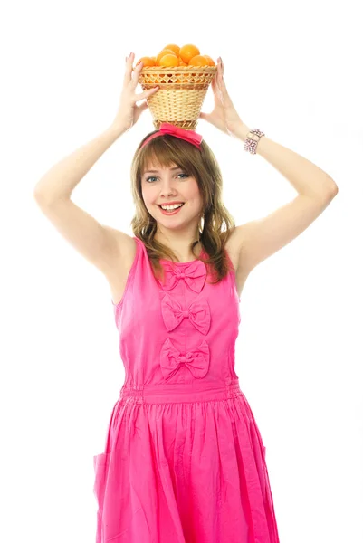 Girl with tangerines — Stock Photo, Image