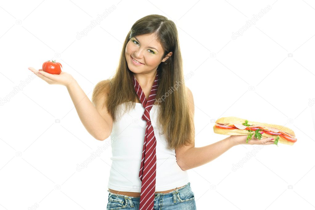 Girl choosing what to eat