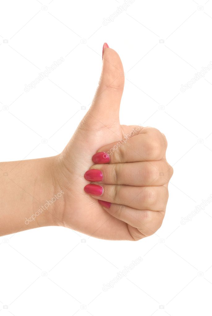 Woman with her thumb up