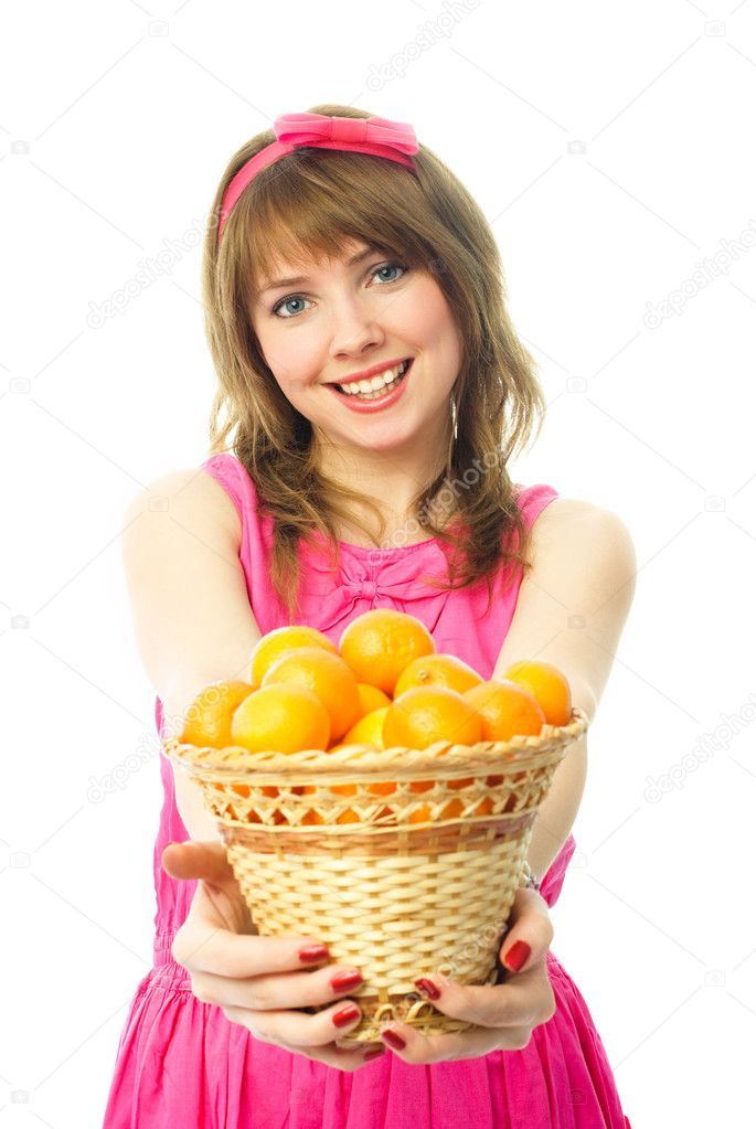 Girl giving us a basket