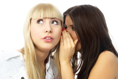 Young gossiping women clipart