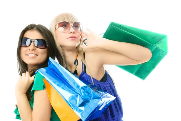 Γυναίκες με τσάντες για ψώνια — Φωτογραφία Αρχείου