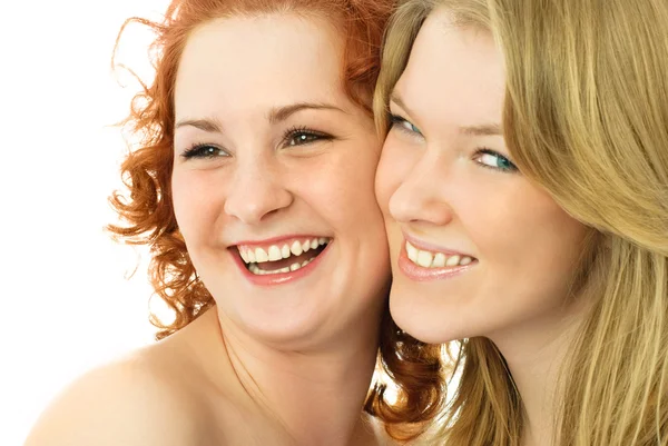 Dva happy smějící se přátelé — Stock fotografie