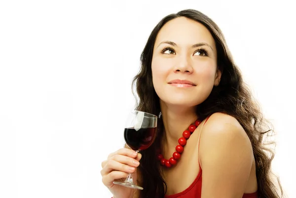 Žena se sklenkou vína — Stock fotografie