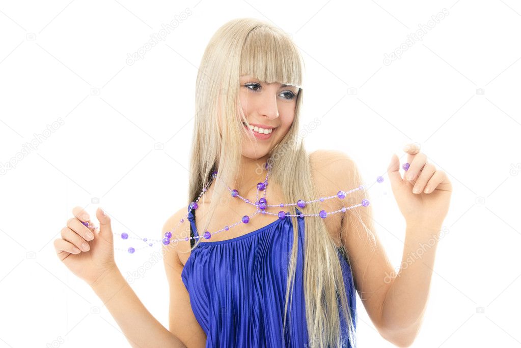 Woman wearing beads