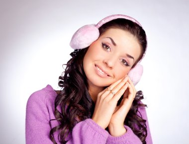 Pretty girl with earmuff clipart