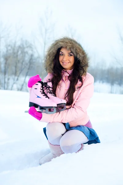 女孩去滑冰 — 图库照片