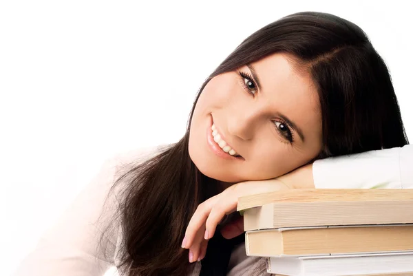 Hermoso estudiante con libros — Foto de Stock