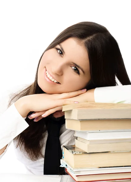 Schöne Studentin mit Büchern — Stockfoto