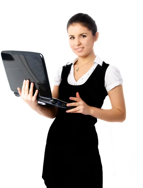 Donna con un computer portatile — Foto Stock
