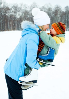 Happy mother and son clipart