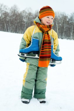 Boy going ice skating clipart