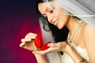 Yougn bride with a wedding ring clipart