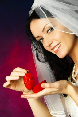 Beautiful bride with a wedding ring clipart