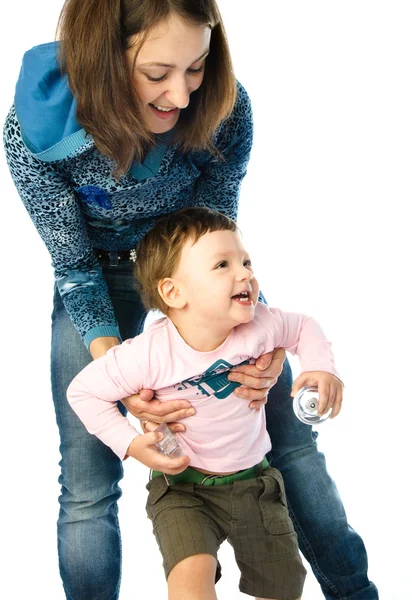 Mãe brincando com seu filho — Fotografia de Stock