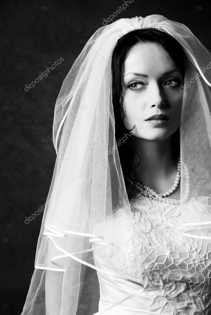 Beautiful melancholic bride