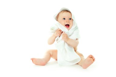 Baby wrapeed into the towel clipart