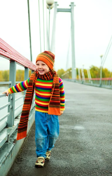 Boy on on the bridge — Stock Photo, Image
