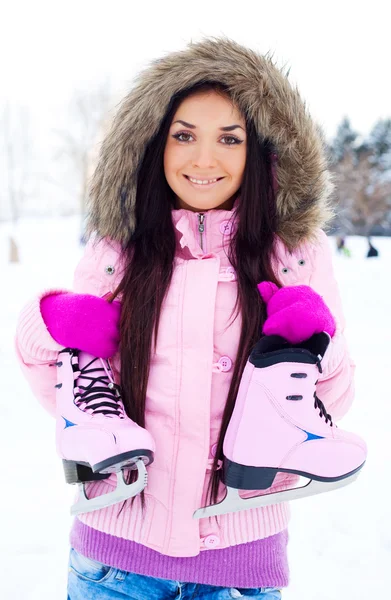 Girl going to ice skate — Stock Photo, Image