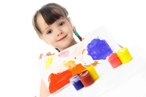 Girl painting with watercolor — Stock Photo, Image
