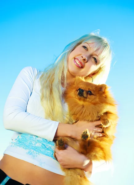 Girl with a dog — Stock Photo, Image