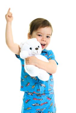 Cute boy with a toy clipart