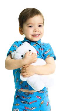 Happy child with a toy clipart