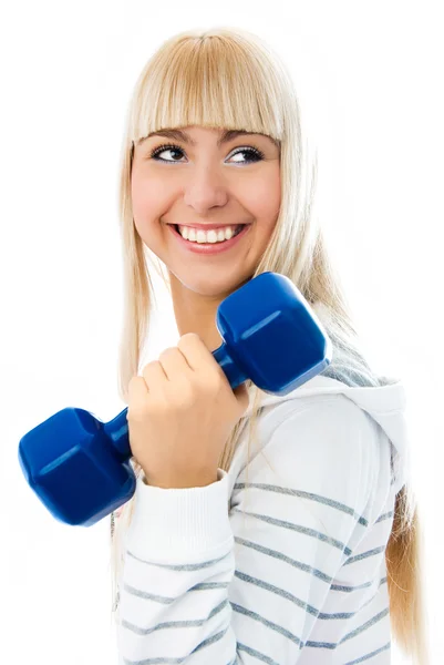 Hermosa mujer joven hace ejercicio con pesas —  Fotos de Stock