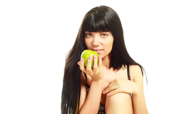 Sexy žena s jablkem — Stock fotografie