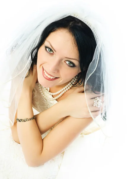 Beautiful brunette bride Stock Photo