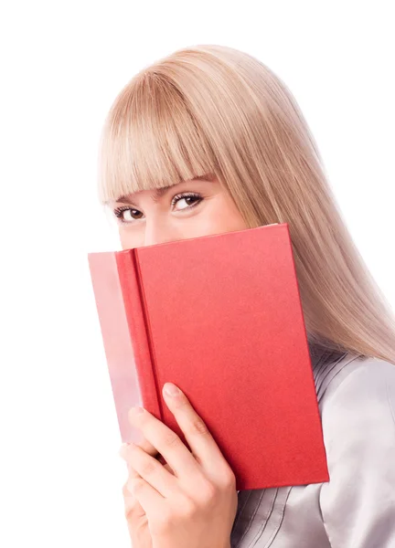 Веселая девушка с книгой — стоковое фото