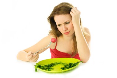 Young woman keeping a diet clipart